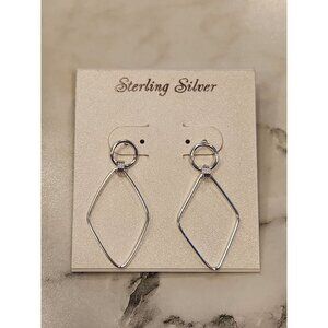 Sterling Silver Geometric Dangle Earrings For Women